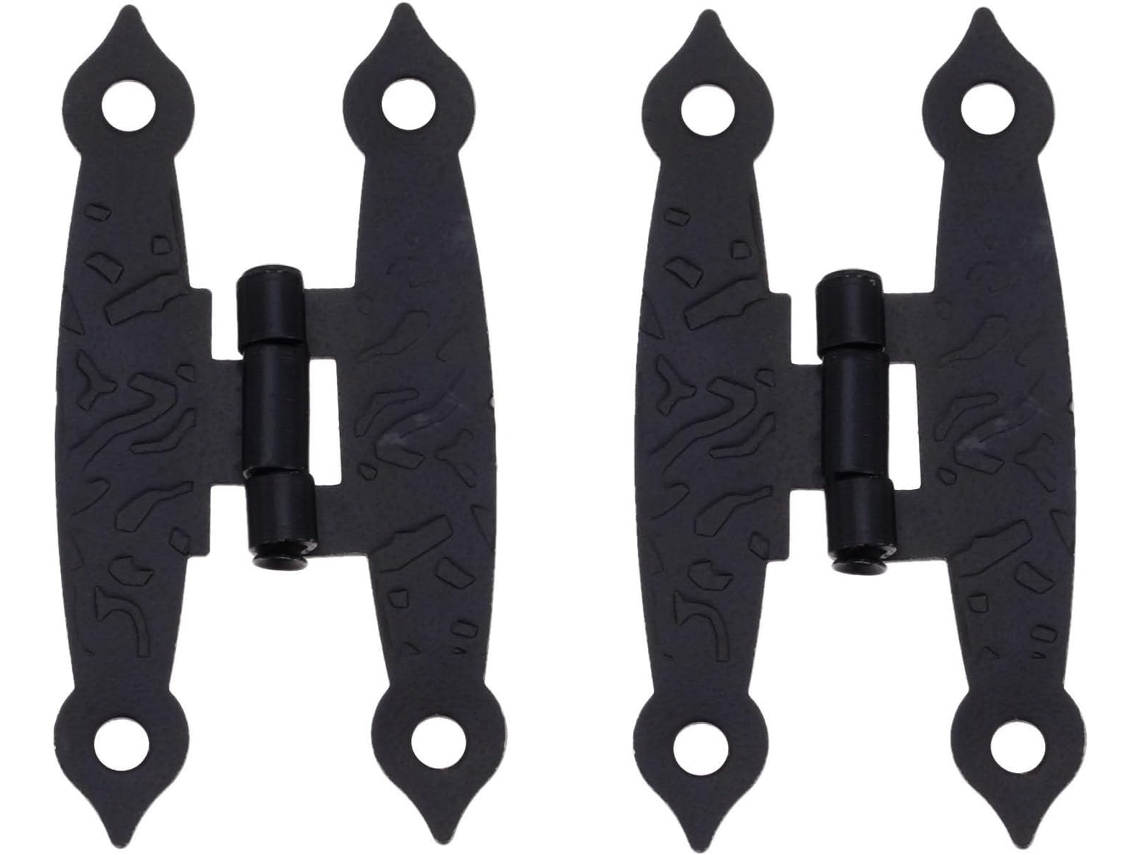 2 Dobradiças Antigas Pretas Para Portas De Armários, Malas, Caixas De Joias, Dobradiças Vintage Em Formato De H Para