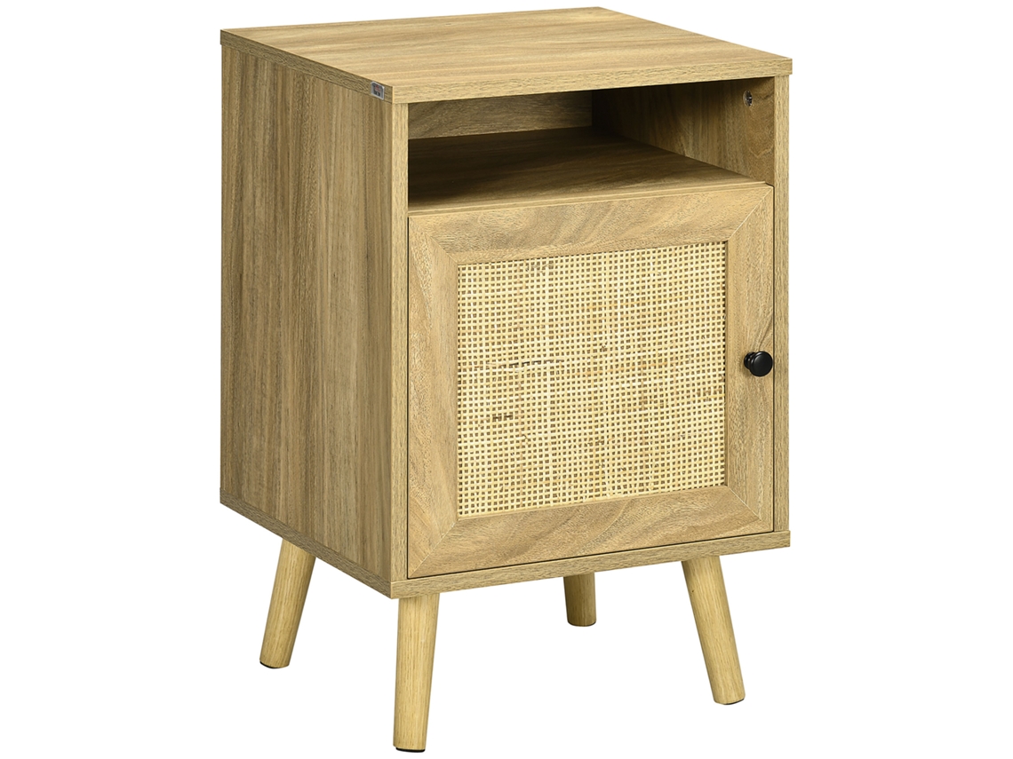 Criado mudo com Porta de Grade Criado mudo Auxiliar para Quarto Sala de Estar Cama 39x35x60 Cm Madeira Natural Ge