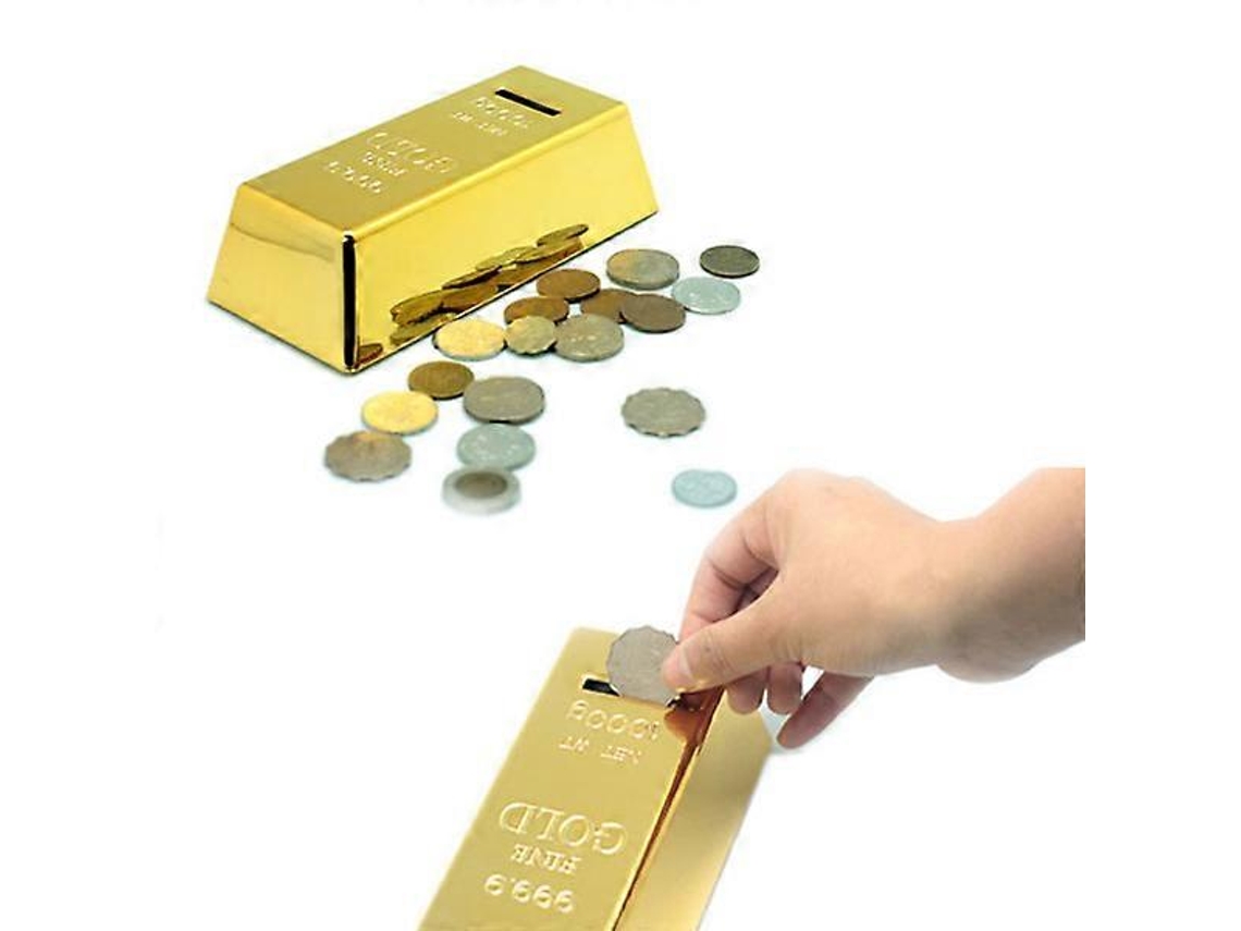 Cofrinho Infantil Em Forma De Porquinho Para Contar, Tijolo Ouro Falso, Barra Ouro, Dourado Guardar Dinheiro Aquaforge