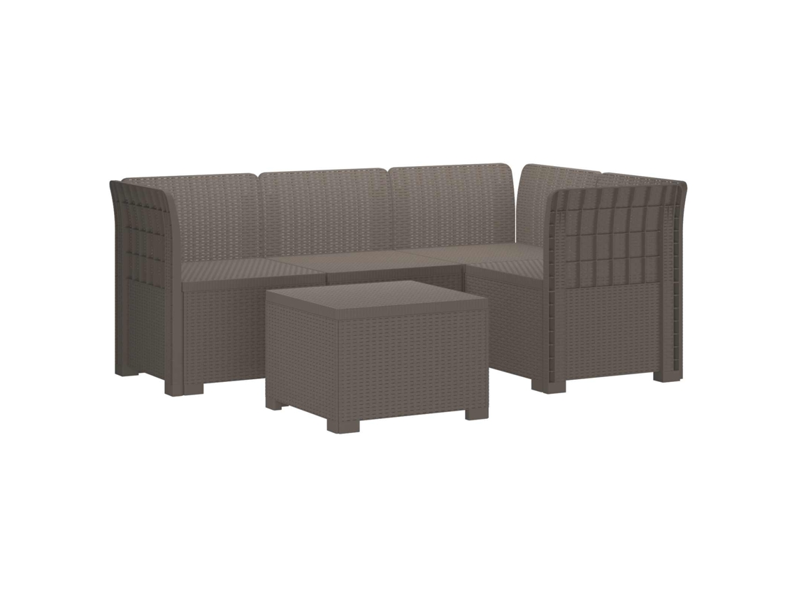 Vidaxl Sofá De Jardim Para 4 Pessoas Estilo Rattan Pp Cinzento-claro