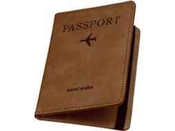 Porta-passaporte Em Couro Pu Com Proteção Rfid Antifurto, Carteira De Viagem Com Compartimentos Para Cartões E Elástico. Cor Marrom