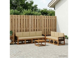 Vidaxl Conjunto De Sofás Para Exterior Com Almofada 7 Pcs Natural