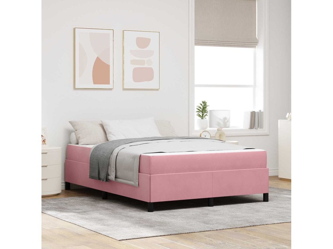 Vidaxl Estrutura Da Cama Rosa 160 X 200 Cm Tecido