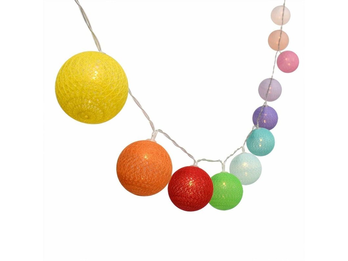 Cordão de Luzes Led Coloridas com Bolas, 20 Luzes a Bateria para Casamentos e Natal, Fo BRILVIBERA