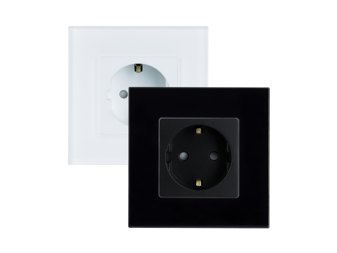 Tomada Tipo F Schuko Modern com Moldura de Cristal