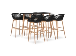 Vidaxl 7 Pcs Conjunto De Bar Preto