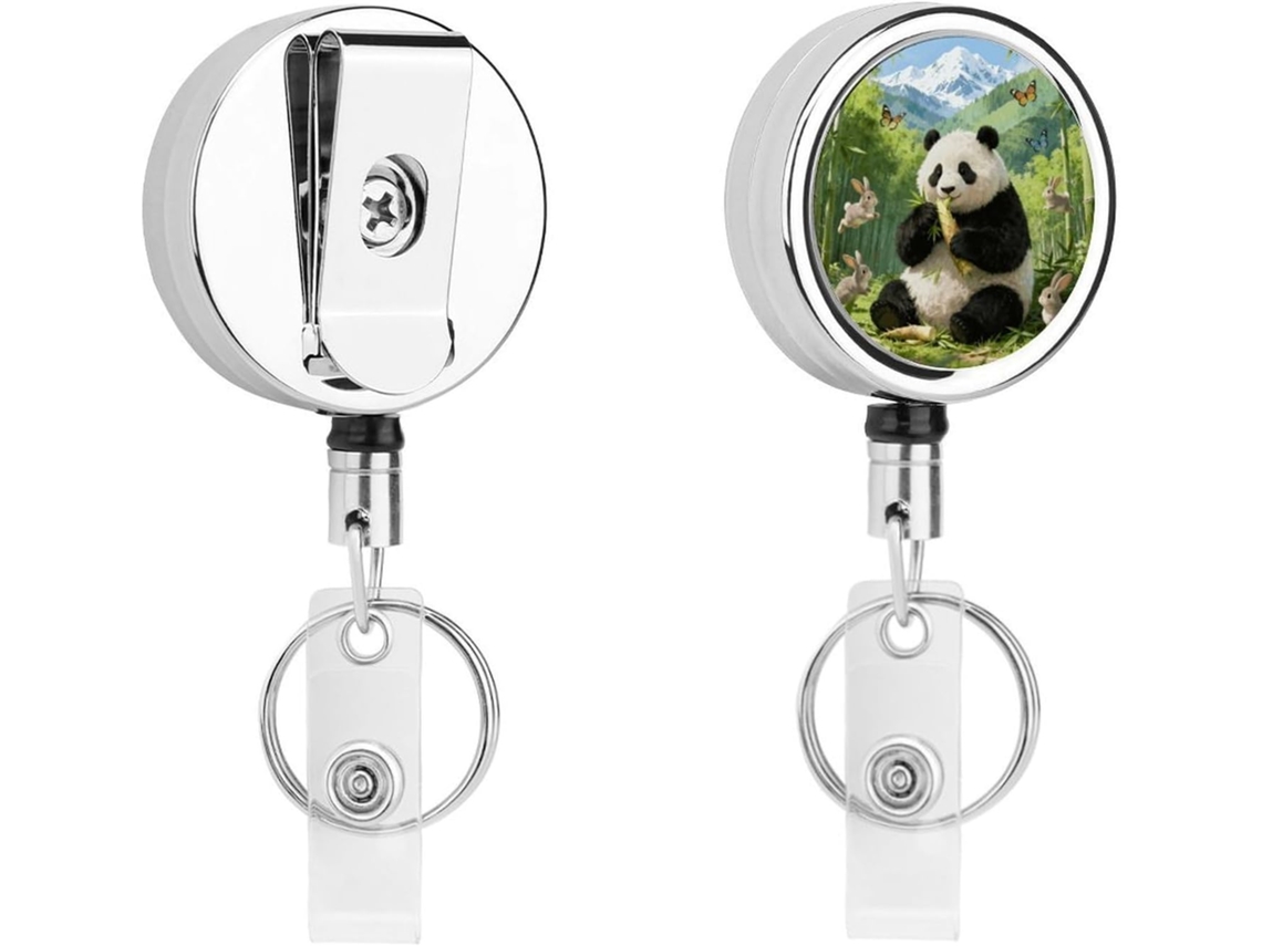 Porta Crachá Retrátil De Metal Bamboo Sea Wonderland, Portátil, Em Nylon, Com Cordão De Aço Inoxidável E Chaveiro De 67