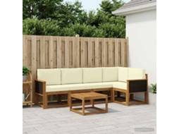 Vidaxl Conjunto De Sofás Para Exterior 6 Pcs Natural E Creme