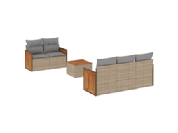 Conjunto de 6 Sofás P/ Jardim com Almofadões Vime Pe Bege MAISON EXCLUSIVE (80x200 cm)