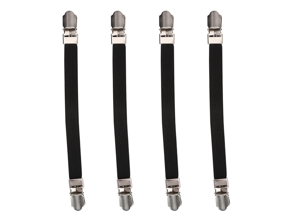 4pcs Amarras para Sábanas de Cama Elásticas com Clips Ajustáveis Prendem Firmemente Preto | S/MARCA