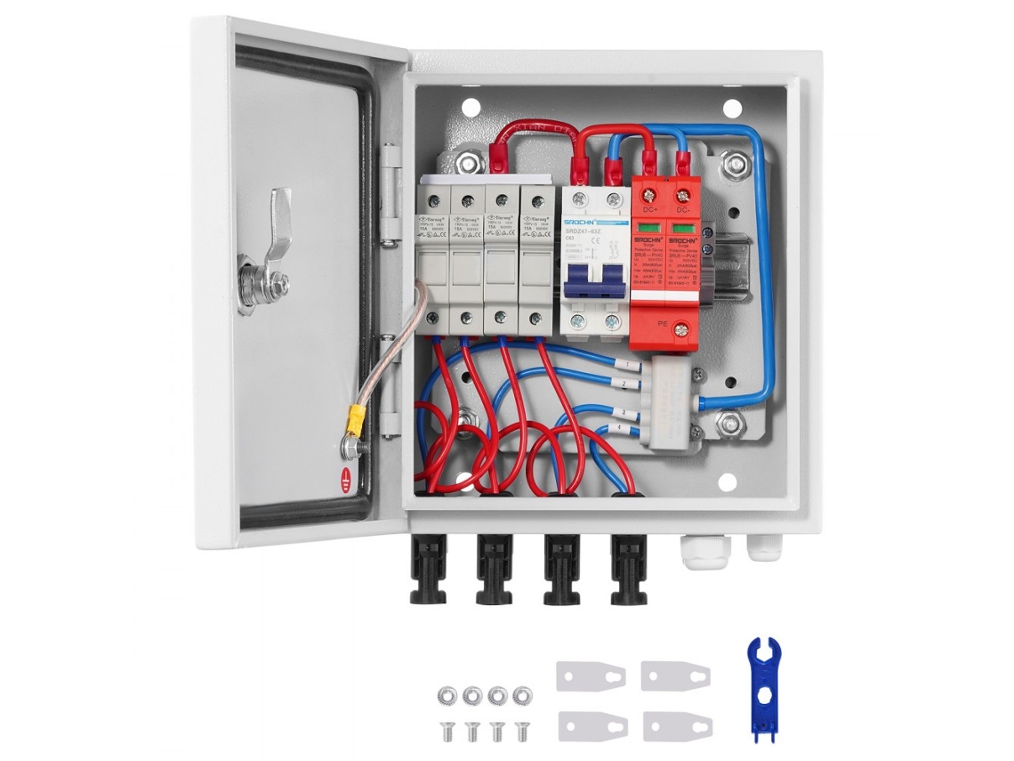Caixa Combiner Solar Pv 4 String 15a Com Proteção Ip65 Em Aço Tekmaquinas