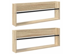 Vidaxl Estante De Revistas 2 Pcs Carvalho Sonoma 80 X 12 X 30 Cm