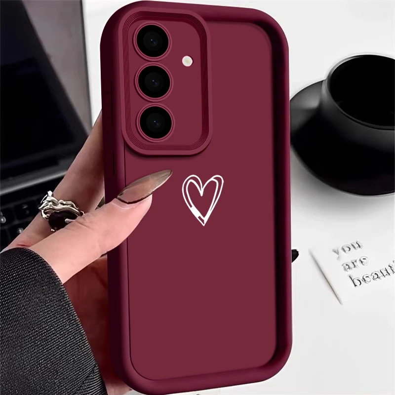 (bordô) Capa De Celular Samsung A17 Em Tpu Com Formato De Coração Simples