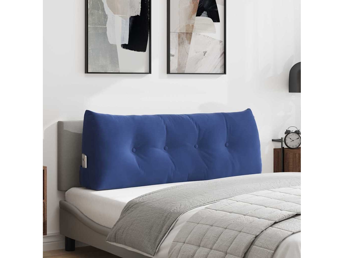 Vidaxl Travesseiro Para Costas Azul Polícia 120 X 24 X 50 Cm Veludo