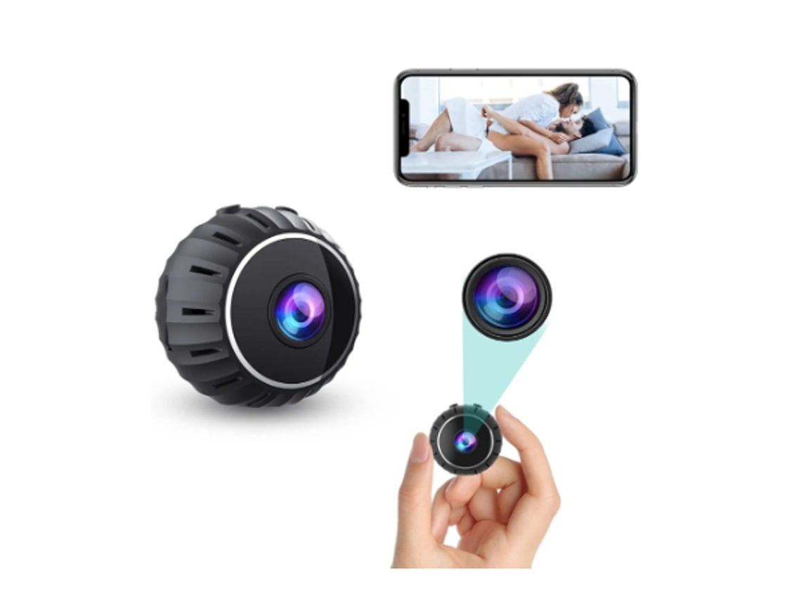 Mini câmera espiã WiFi 1080P câmera de segurança residencial visão noturna automática alarme de movimento Bestvite (preto)