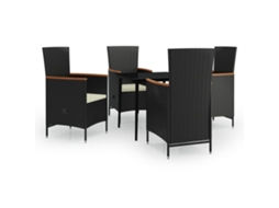 Maison Exclusive - 5 Pcs Conjunto De Jantar P/ Jardim C/ Almofadões Preto