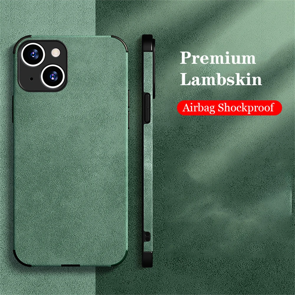 (iphone 7 Plus Verde Escuro) Capa Resistente A Impactos Em Camurça De Pele De Carneiro Retrô E Silicone Macio.