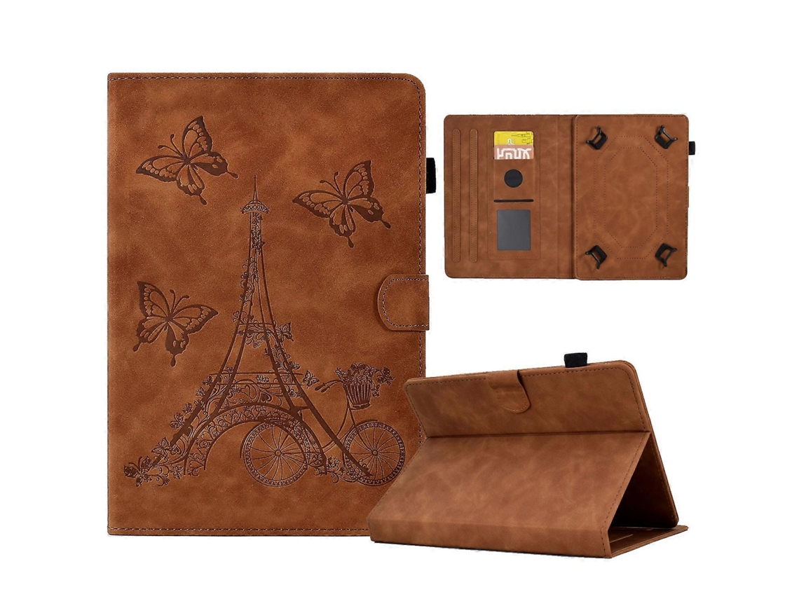 Para tablets de 8 polegadas, capa de couro com relevo em formato de torre Webake