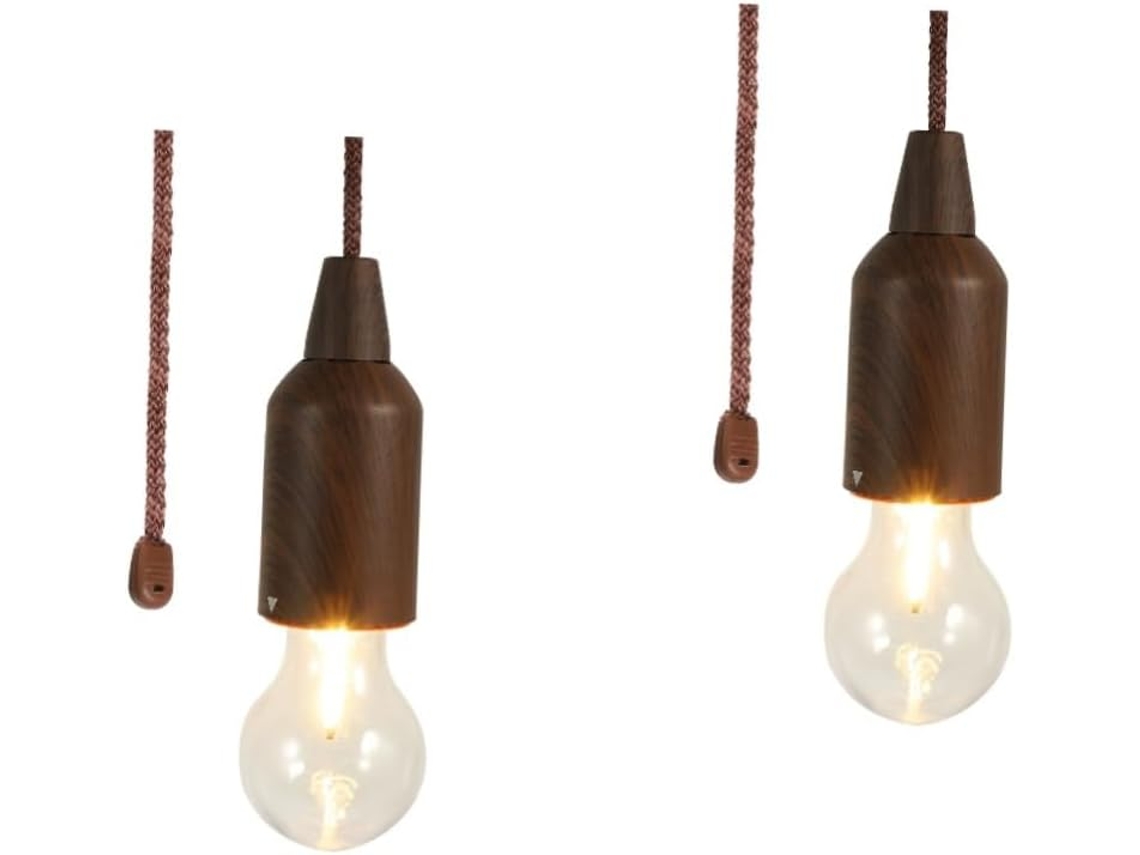 Conjunto De 2 Lâmpadas De Puxar Estilo Retrô Para Pendurar Em Tendas, Decorações E Lanternas Para Camping E Natal Conjunto De 2 Lâmpada Gokoco