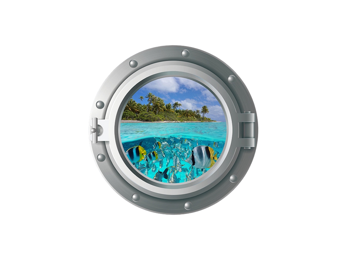 Sticker De Parede Simulação De Porta E Janela Submarino