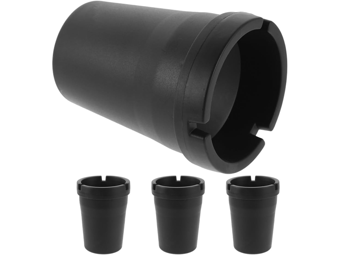 Conjunto De 4 Cinzeiros Portáteis Para Carro Em Plástico Preto, Design Moderno E À Prova De Odores
