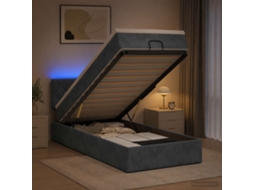 Vidaxl Cama Ottoman Com Colchão E Led Cinzento-escuro 90 X 190 Cm