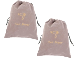 Kit de viagem com 2 peças e capa para secador de cabelo portátil em tecido aveludado.