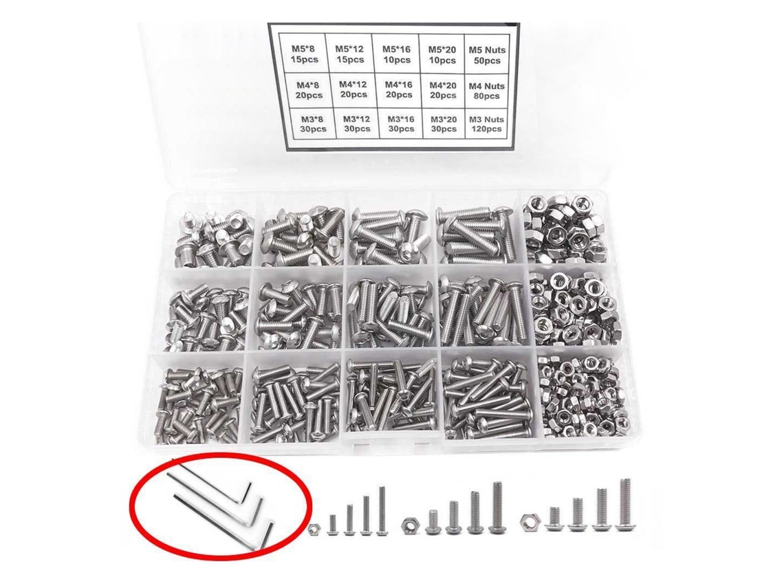 Kit De Parafusos E Porcas De Aço Inox Com Cabeça Chata E Chave Allen M3 M4 M5 Para Automóveis 500pcs