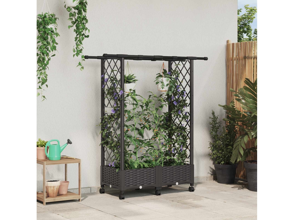 Vidaxl Cama Elevada Com Treliça E Telhado Castanho 122,5 X 40 X 127 Cm