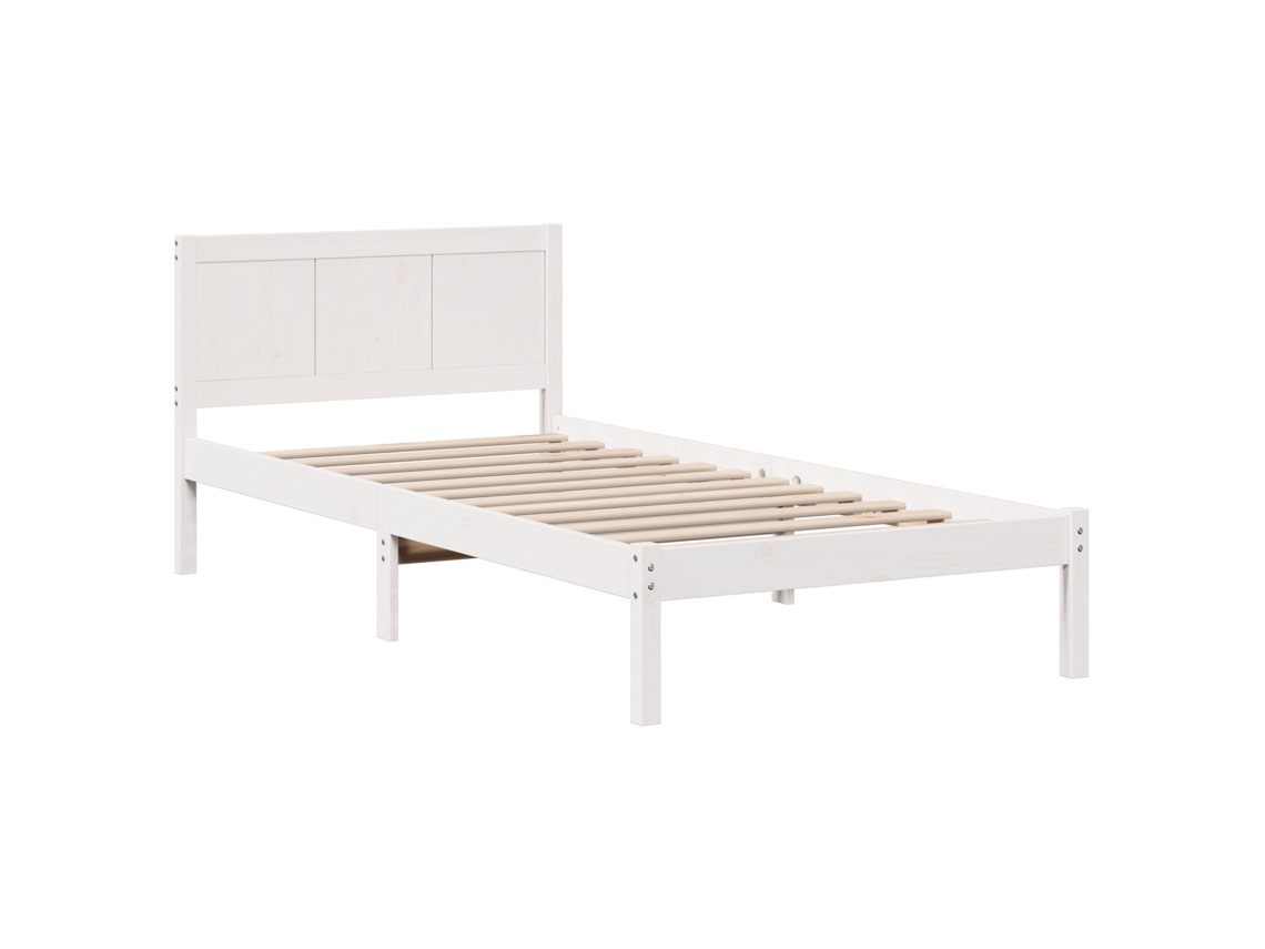 Conjunto 1 Estrutura Da Cama Vidaxl Branco Madeira De Pinho Maciça (90 X 190 Cm)