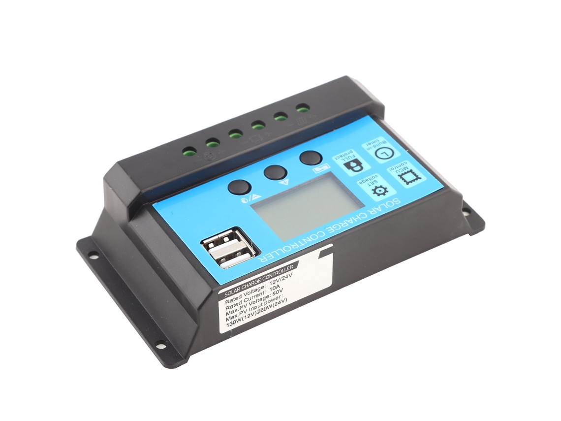 Laxiscreed Controlador De Carga Solar Pwm 12v/24v Com Usb E Display Lcd Para Painéis Solares