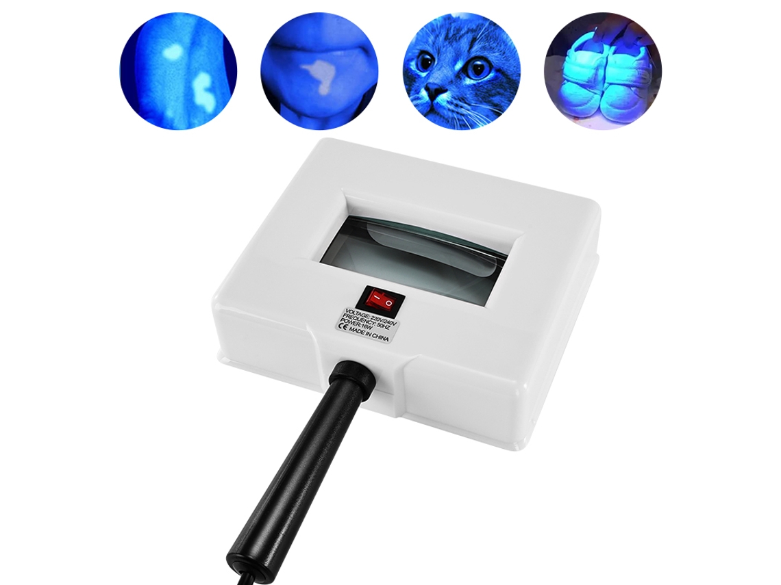 Analisador de Pele com Lâmpada de Wood, Scanner Facial, Analisador Ultravioleta, Lupa, Feito de Plástico. MDUG