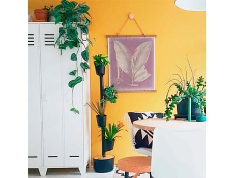 Jardineira Vertical Citysens, Cor Negro, Com 4 Vasos, Smart Kit E Madeira Teka.