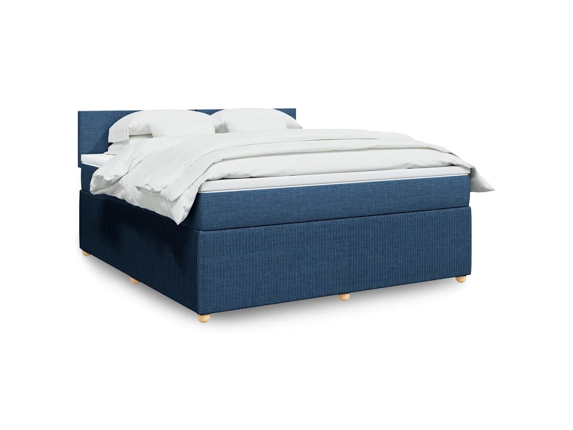 Vidaxl Cama Com Molas/colchão 180x200 Cm Tecido Azul