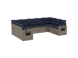 Conjunto de Sofá de Jardim, 9 Peças, Almofadas, Rattan Cinza MAISON EXCLUSIVE