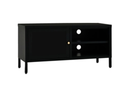 Móvel de Tv 90x30x44 Cm Vidro e Aço Preto MAISON EXCLUSIVE