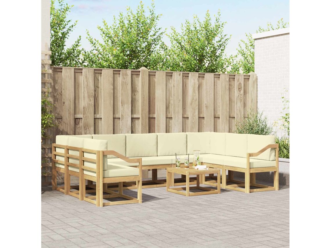 Vidaxl Conjunto De Sofás Para Exterior 10 Pcs Branco E Creme