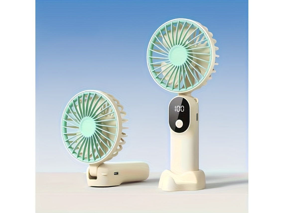 Mini ventilador portátil USB com visor LED, ajustável em 6 velocidades, dobrável em 90°, fácil de usar STELASPLEN