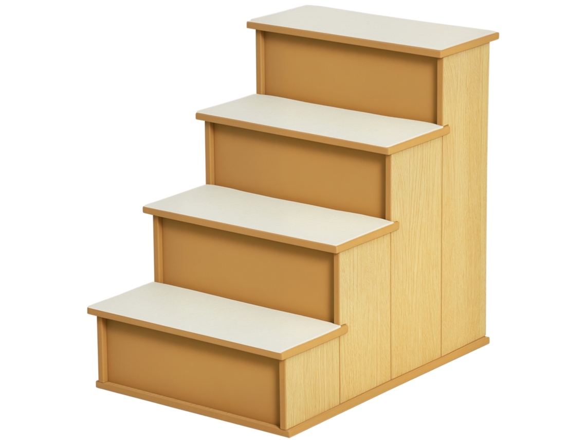 Escadas Naturais Macias De 4 Degraus Curtos, Resistentes Até 30 Kg 40 X 59 X 54,2 Cm