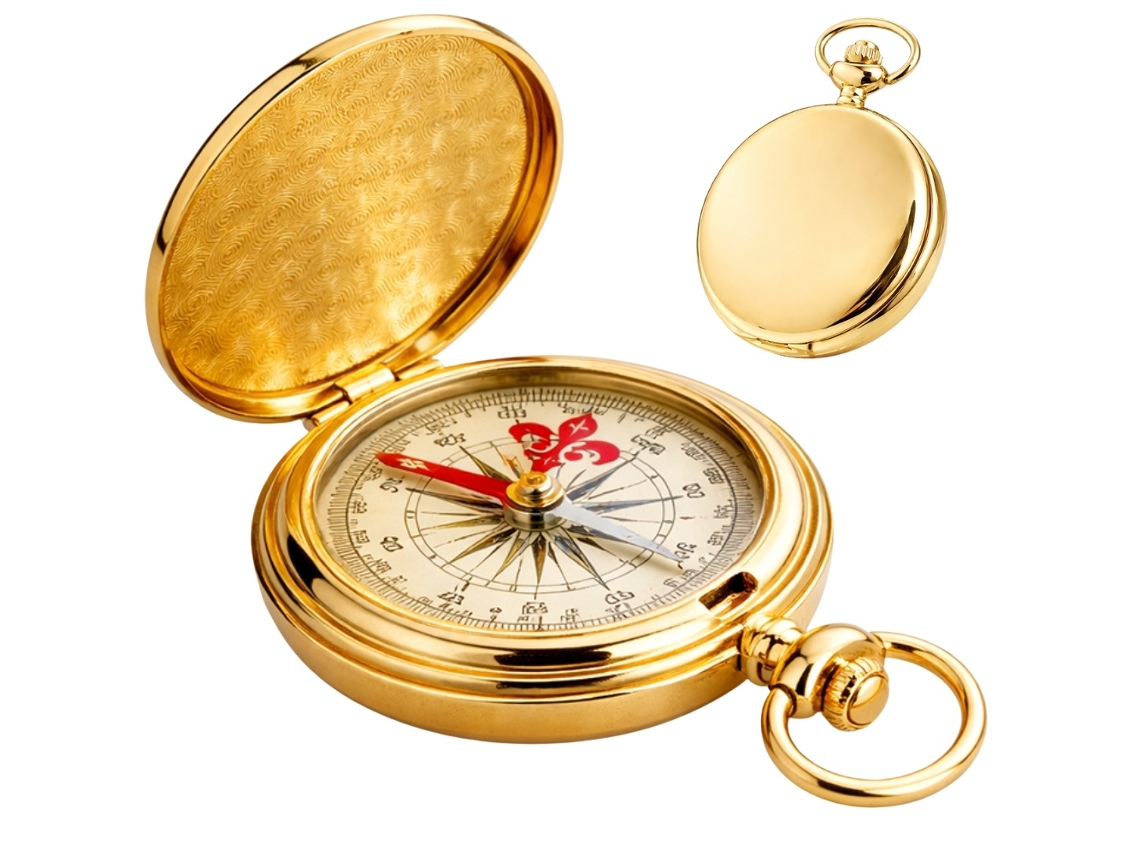 Bússola de Metal Dourado com Rotação de 360° e Trava, 6x1 AQUAFORGE
