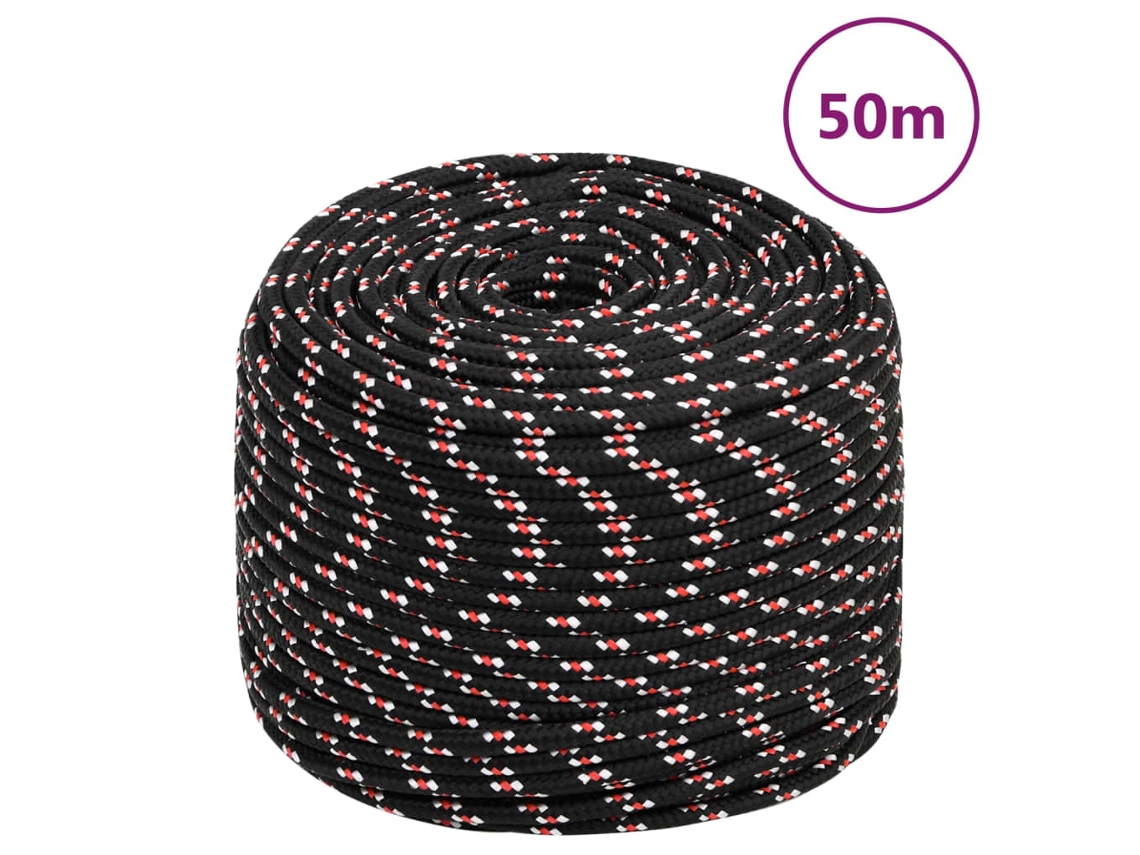 Vidaxl Corda De Barco 6 Mm 50 M Polipropileno Preto