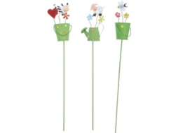 Kichouse Kit de 3 Estacas de Metal para Plantas Suculentas e Vasos, Ferro Verde Claro, Estilo Desenho Animado Fofo para CHABERLU