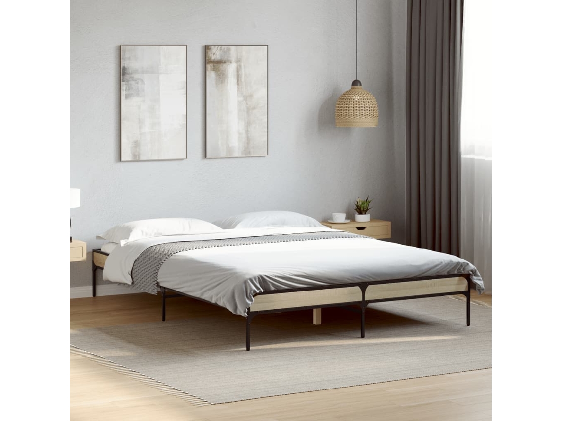 Vidaxl Estrutura De Cama 140x190 Cm Derivados Madeira/metal