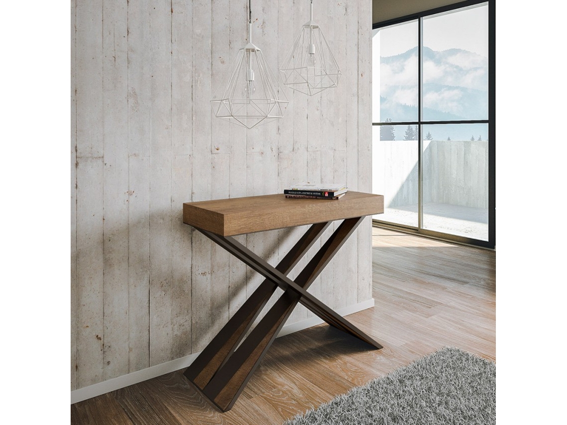 Consola extensível em mesa de madeira de nogueira 90x40-300cm Diago Premium Noix