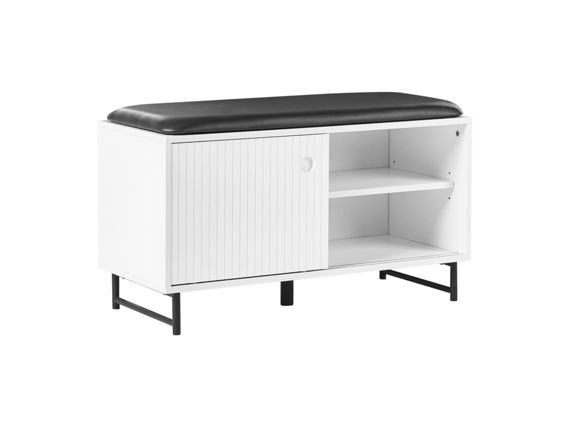 Armário Para Sapatos Com Almofada E Portas De Correr Beliani Batoche De Mdf Branco 85x37x49