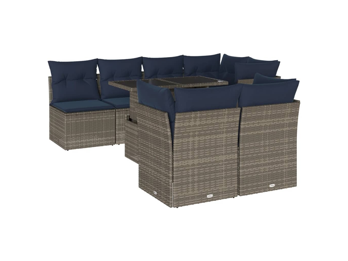 Conjunto de Sofá de Jardim, 8 Peças, Almofadas, Rattan Cinza MAISON EXCLUSIVE