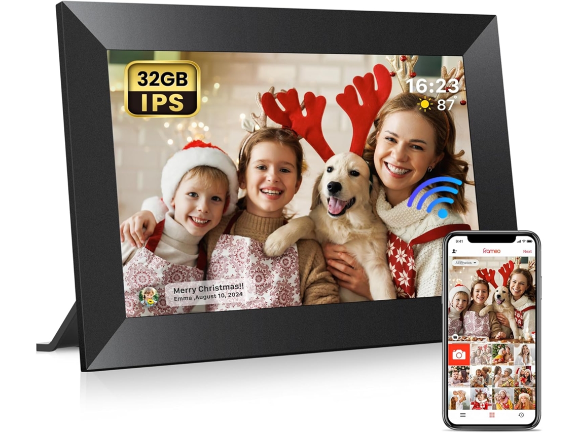 Moldura Digital Inteligente Wifi Veanxin 10,1 Polegadas 1280x800 Ips Lcd Touch Screen Com 32 Gb De Memória Preto