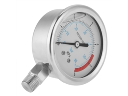 Manômetro de Pressão 60mm 0-60bar/0-6MPa com Rosca NPT 1/4 para Ar, Hidráulico e Água | S/MARCA