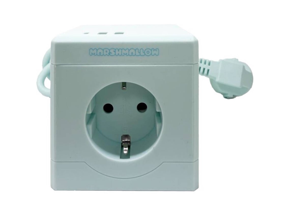 Cubo 3 Tomadas, 2 Usb E 1 Type C 1,5m Verde Marshmallow