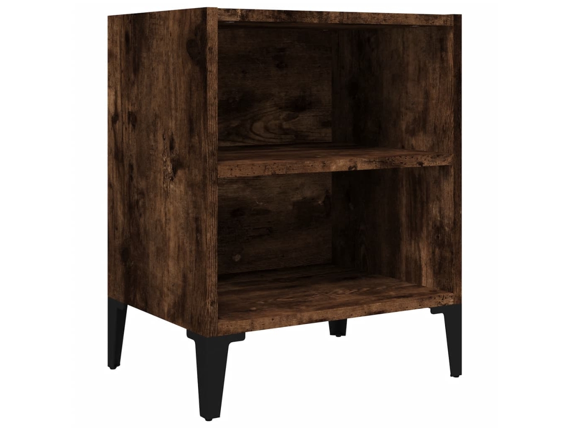 Mesa Cabeceira com Pernas de Metal Carvalho Fumado MAISON EXCLUSIVE (40x30x50 cm)